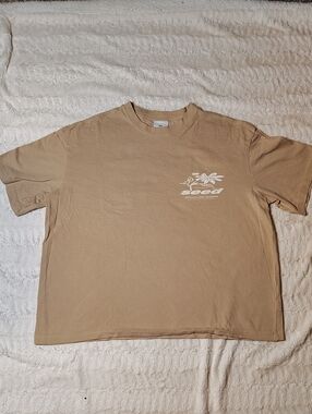 H&M Tan Crewneck Short Sleeve Tee with White Logo